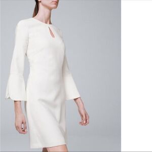 WHITE HOUSE BLACK MARKET petal sleeve ivory lined dress || size 6